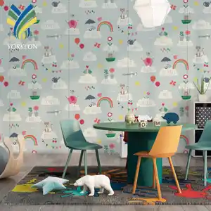 Customized Rainbow Kids Room Mural Wallpaper For Wall Decoration