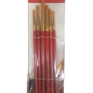 Fábrica al por mayor personalizado profesional 6 uds mango de <span class=keywords><strong>madera</strong></span> roja Nylon artista cepillo conjunto aceite acrílico acuarela pinturas cepillo - Product Image 2