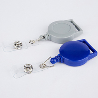 Vente en gros Boucle à tirer facile 32mm Longe rétractable Bobine de badge Porte-clés avec vinyle Plastique Sangle d'identification Cou Corde Porte-badge Clip