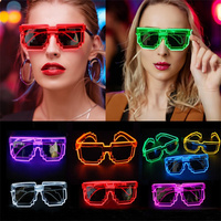 Lunettes de rave néon lumineuses clignotantes en gros, lunettes de soleil LED à fil EL, costumes de DJ lumineux pour fêtes, années 80