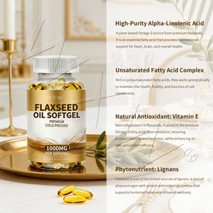 ซอฟต์เจลน้ำมันเมล็ดแฟลกซ์วีแกน โรงงานผลิตโดยตรง รับผลิตแบบ OEM ขั้นต่ำในการสั่งซื้อน้อย สำหรับแบรนด์ความงามและผลิตภัณฑ์เสริมอาหารทั่วโลก - Product Image 1