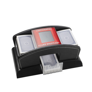 Mélangeur de cartes électrique en cuir PU noir 2 jeux pour mélanger les cartes Machine à mélanger automatiquement les cartes à jouer pour les jeux de casino - Product Image 3