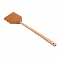 Raquette à mouches vintage en bois de hêtre - Tapette à insectes en cuir PU de qualité supérieure avec trous aérodynamiques - Outil manuel rustique de lutte antiparasitaire pour l'intérieur