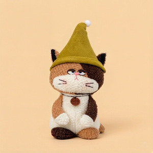Peluche Chat Paresseux avec Chapeau de Sorcier, Visage Mignon et Triste, Série Guérison, Poupée Chat Fleur, Cadeau Tendance - Product Image 3