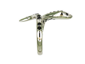 18K White Gold <b>Black</b> & White Diamond Pave Coiled Snake Open <b>Ring</b> Bold Luxury Statement Jewelry For <b>Women</b> - Product Image 2