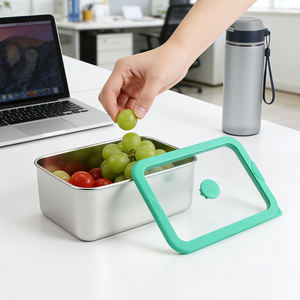Ensemble de boîtes à lunch en acier inoxydable de haute qualité avec couvercles en silicone hermétiques, contenants de stockage alimentaire anti-fuite, boîte bento écologique - Product Image 1