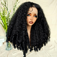 Perruque synthétique Lace Front HelloHAIR, cheveux afro crépus, fibre haute température, sans colle, tressée, pour femmes noires