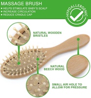 Brosse à cheveux pour bébé en bambou à poils de chèvre doux et naturels pour nouveau-né et femme Ensemble brosse et peigne en bois pour bébé