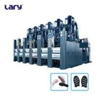 Machine de moulage par injection de caoutchouc automatique à 6 postes motorisée LRS165 1650KN 380V pour la production de semelles de chaussures, marque LARY