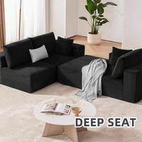 Canapé modulaire sectionnel moderne capitonné en tissu de velours côtelé, rempli d'éponge, compressé sous vide, pour salon et hôtel