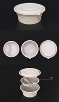 Tendance Actuelle Moderne Éco-responsable Boîte à compartiments 500ml 175x25mm Bicompartimentée en Amidon de Maïs + PP Biodégradable avec Couvercle Jetable Huazhe