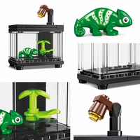 Set de Bloques de Construcción de Terrario de Camaleón, Juguete de Construcción STEM, Ladrillos Educativos DIY, Kit de Modelo de Hábitat Animal, Regalo