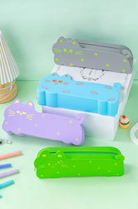 กล่องดินสอซิลิโคนขนาดใหญ่ ลายการ์ตูนแมว พกพาสะดวก สำหรับนักเรียน จัดเก็บเครื่องเขียน อุปกรณ์การเรียน - Product Image 6