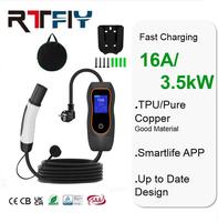 Nouvelle conception de station de recharge portable pour véhicules électriques 16A 3,5 kW avec écran, application intelligente pour la maison, chargeur mobile pour véhicules électriques Tesla, certifié CE