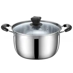 Alat dapur tahan lama, panci masak Stainless Steel Casserole, panci memasak dengan pegangan