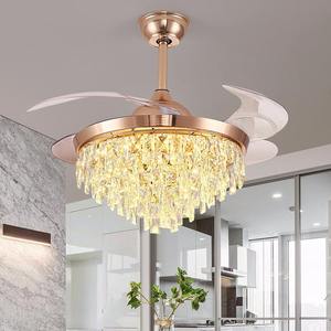 <span class=keywords><strong>Plafond</strong></span> décoratif au design moderne Ventilateurs avec lumières Lustre en cristal <span class=keywords><strong>de</strong></span> luxe Hôtel - Product Image 5
