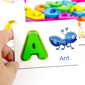 Preschool Learning Educational Wooden Funny English Alphabet Letters Flash Paper Card Board Matching Puzzle Game Toys For Kids