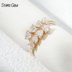 StarsGem Bague Hug ouverte en or massif 10K plaqué rhodium avec diamant de laboratoire taille cœur, taille graduée, unisexe, pour anniversaire et mariage - Product Image 3