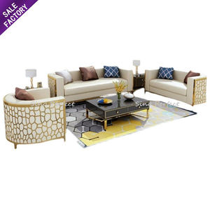 Meubles de mariage de haute qualité Décoration de fête d'hôtel Cadre en acier inoxydable pour la mariée et le marié Ensemble de canapés blancs pour les événements à domicile - Product Image 1