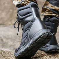 Bottes de randonnée légères noires respirantes pour hommes, tactiques, à lacets, mi-mollet, semelle extérieure en caoutchouc EVA, doublure en mesh