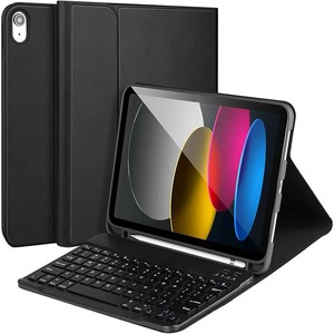 Étui clavier sans fil pour iPad 10e et 11e génération, housse de tablette en cuir PU avec support stylet intégré et béquille pliable - Product Image 1