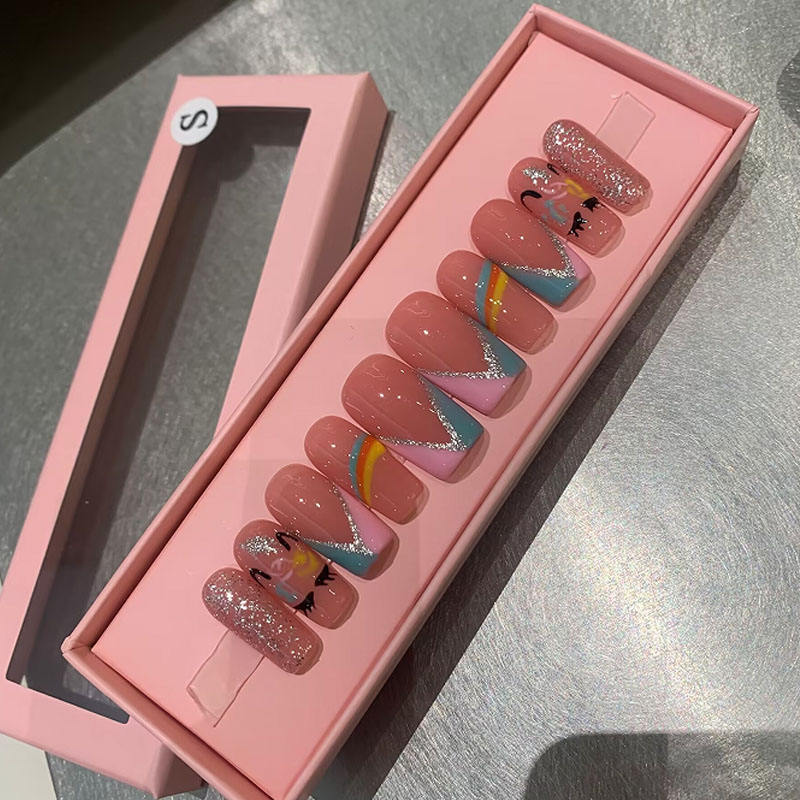 Customizable Short Almond French Tip Luxury Gel Press Nails Soft Golden Design Handmade Fake False Nails for Finger Wholesale