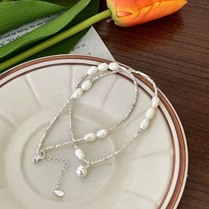 Collar de perlas de agua dulce de plata de ley Yinruitai S925 para mujer, estilo Ins, cadena de clavícula de lujo. - Product Image 3