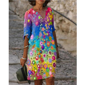 Nuevo Vestido Holgado Vintage con Volantes para Mujer, Estampado Grande, Estilo Bohemio, Casual, Elegante, para Fiesta de Verano - Product Image 2