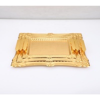 Plateaux de service décoratifs rectangulaires en or avec poignées pour plateaux à biscuits, bonbons, pâtisserie et desserts