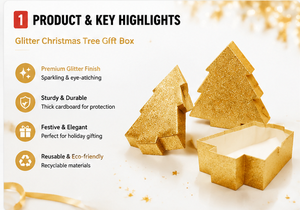 Caja de Regalo Navideña con Forma de Árbol Personalizada, con Papel Reciclable, Acabado Dorado y Múltiples Tamaños - Product Image 5
