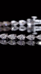 Bracelet tennis en diamant de culture Pear Lab-Grown, style East-West, durable, faible MOQ, élégant, en argent sterling 925 - Product Image 4