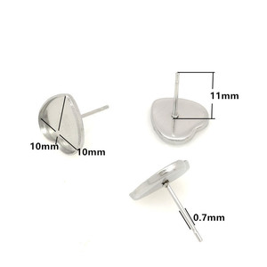 ฐานต่างหูรูปหัวใจสแตนเลสสำหรับทำเครื่องประดับ DIY ขนาด 10 มม. - Product Image 2