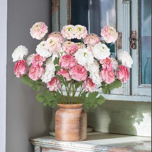 Pivoines en Soie Haut de Gamme à 3 Têtes, Grandes Fleurs Réalistes, Faits Main, Rouge et Blanc, pour la Fête des Mères et Noël (Vente en Gros) - Product Image 5