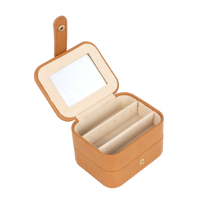 Caja de Joyería de Cuero Premium para Mujer, con Corte Láser, Color Ámbar Naranja, Organizador para el Transporte Diario, Estuche de Almacenamiento Estético - Product Image 3
