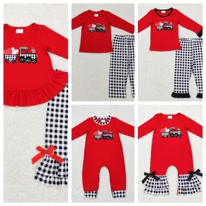 Vêtements assortis pour frères et sœurs, broderie de camion, mignons pour enfants - Product Image 6