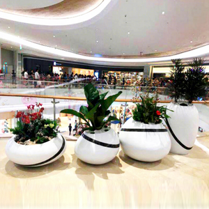Fiberglass Flower Pots Circular <b>Floor</b>-<b>Standing</b> White Modern Design for Shopping-Mall Decorations outdoor furnitures - Product Image 2
