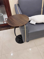 Table console moderne compacte en bois de chêne avec plateau de rangement, idéale pour les petits espaces, table à collation en forme de C, meubles de salon