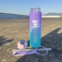 Bouteille d'eau sport classique en plastique grande capacité 700 ml avec couvercle à paille pour boire directement – Idéale pour la rentrée scolaire