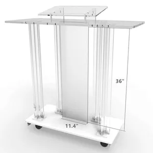 Detachable Acrylic Lectern Church Pulpit Podium Floor Standing Classroom Podium With LED Light