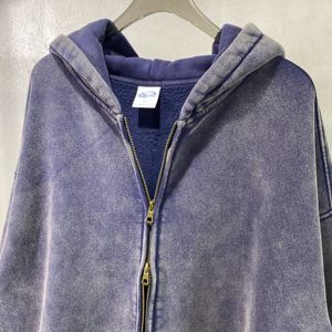 Sudadera con capucha francesa con cremallera y lavado ácido desgastado de peso pesado personalizada - Product Image 1