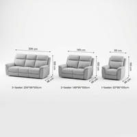Ensemble de canapés inclinables manuels en cuir Frank Classic Air, canapé inclinable pour salon avec console centrale rabattable et porte-gobelets