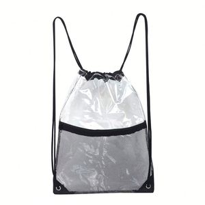 OEM PVC <b>Drawstring</b> Gym <b>Backpack</b> - With Logo, Waterproof, Transparent Mesh Pocket, Zipper Closure, Perfect for Promotions - Product Image 1