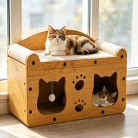 Arbre à chat moderne de luxe, tour à chat d'intérieur, griffoir, maisonnette pour chat, jouet en carton, 1 niveau, assemblage facile