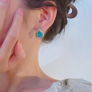 Fashion Eco-friendly Copper 10*10mm Colorful Zircon Teardrop Polished Gold Plated <b>Stud</b> <b>Earrings</b> <b>Set</b> for Daily Wear and Office - Product Image 6