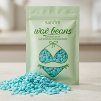Cire dépilatoire naturelle et biologique SADOER en grains, 100g en sachet, saveurs personnalisées pour le corps, les mains et les jambes, OEM, tous types de peau, marque privée