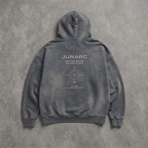 Sudadera con capucha gris lavada personalizada con estampado <span class=keywords><strong>de</strong></span> otoño, gráfico <span class=keywords><strong>de</strong></span> brújula archivada, borde sin rematar, estilo oversize, streetwear para marcas <span class=keywords><strong>de</strong></span> ropa masculina - Product Image 2