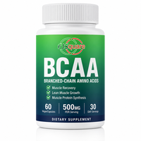 BCAA Acides aminés à chaîne ramifiée 1000MG Complément nutritionnel sportif favorisant la croissance musculaire Adulte 60 capsules