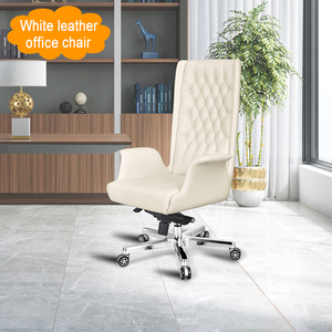 Sillas giratorias de cuero para oficina, cómodas y ajustables, venta al por mayor, color blanco - Product Image 2