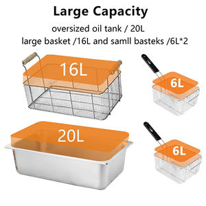 معدات مطابخ 2025 مقلاة بطاطس وماكينة قلي للمطاعم، قلاية دجاج عميقة مزدوجة بسعة 6+6 لتر للدجاج المقلي - Product Image 4