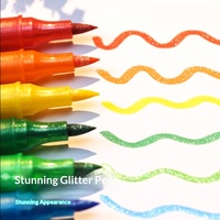 Lot de 24 marqueurs acryliques scintillants en plastique, stylos surligneurs perlés à paillettes pour cahiers, dessins colorés pour enfants et étudiants